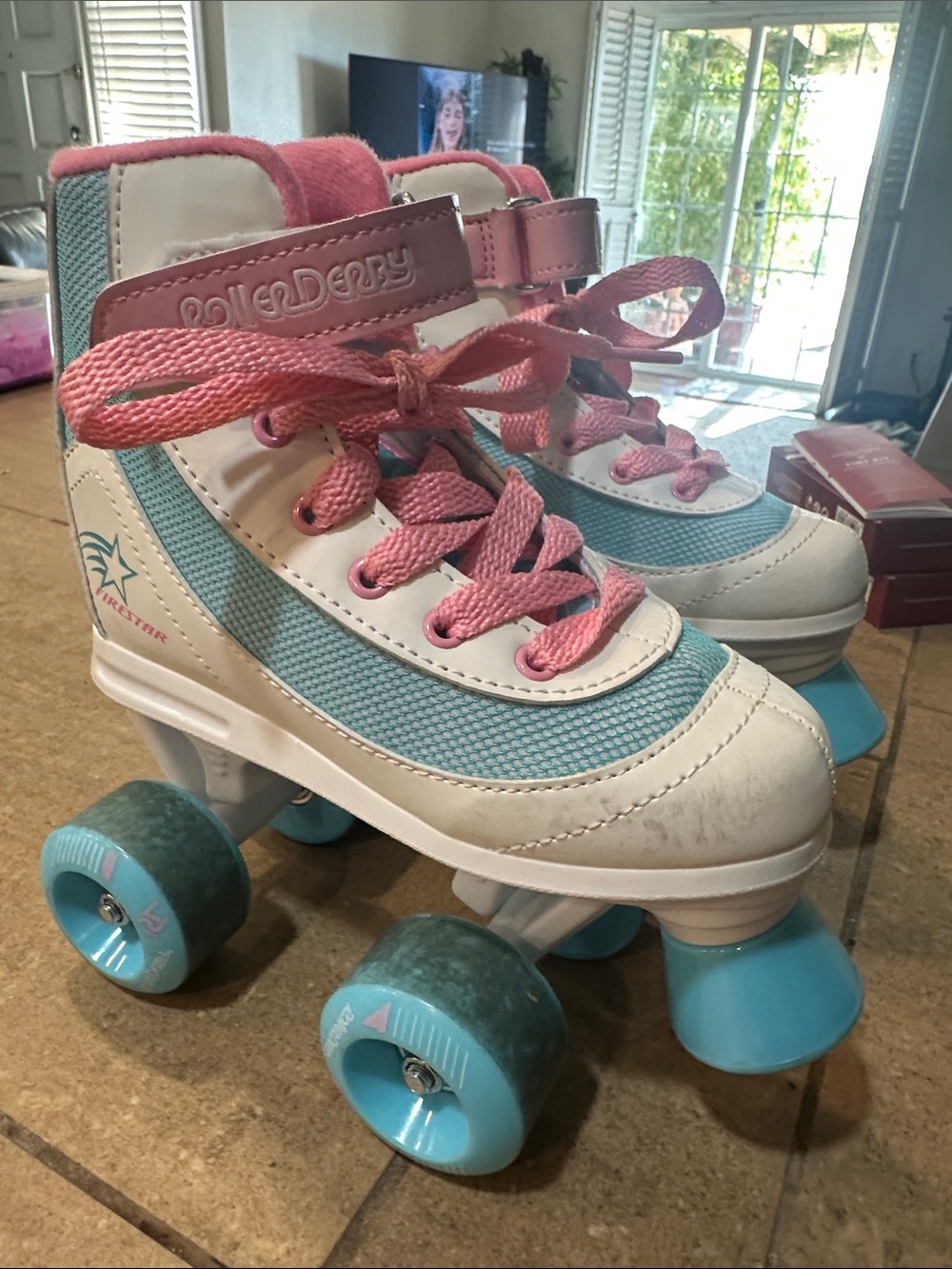 Roller Baby Kids Pink and Light Blue Adjustable Quad Roller Skates